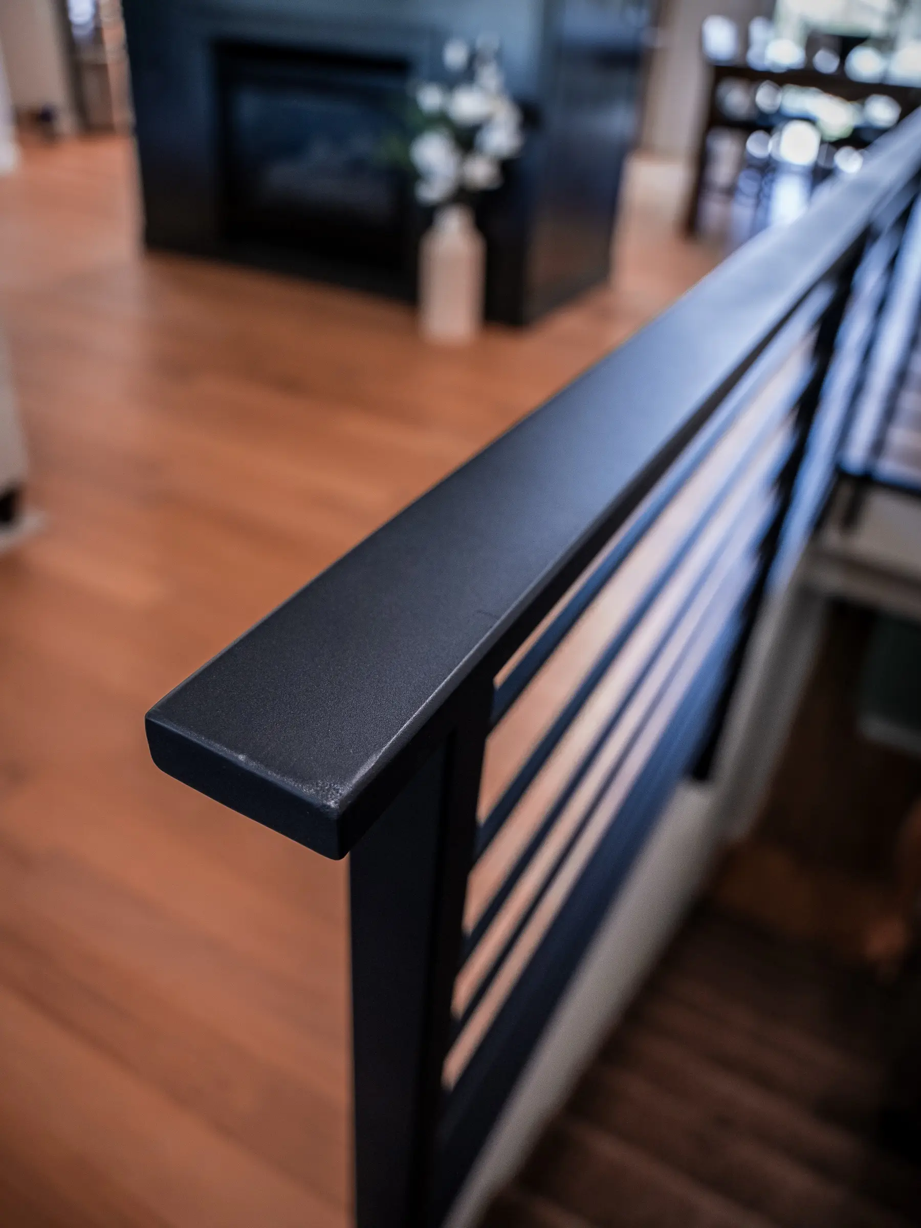 A close look at a hand-finished steel rail cap